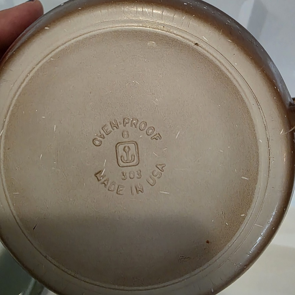 Anchor Hocking Fire King‎ D Handle Green & Brown Speckled Stackable Soup Bowls - Picture 8 of 10